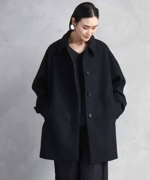 MICHEL KLEIN（ミッシェル・クラン）の「Super100ウールステンカラーコート（ステンカラーコート・レディース・ラベンダー/カーキ/アイボリー/ブラック・38）」の9枚目の写真