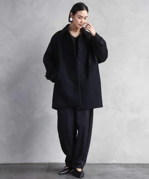 MICHEL KLEIN（ミッシェル・クラン）の「Super100ウールステンカラーコート（ステンカラーコート・レディース・ラベンダー/カーキ/アイボリー/ブラック・38）」の12枚目の写真