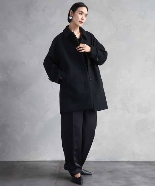 MICHEL KLEIN（ミッシェル・クラン）の「Super100ウールステンカラーコート（ステンカラーコート・レディース・ラベンダー/カーキ/アイボリー/ブラック・38）」の13枚目の写真