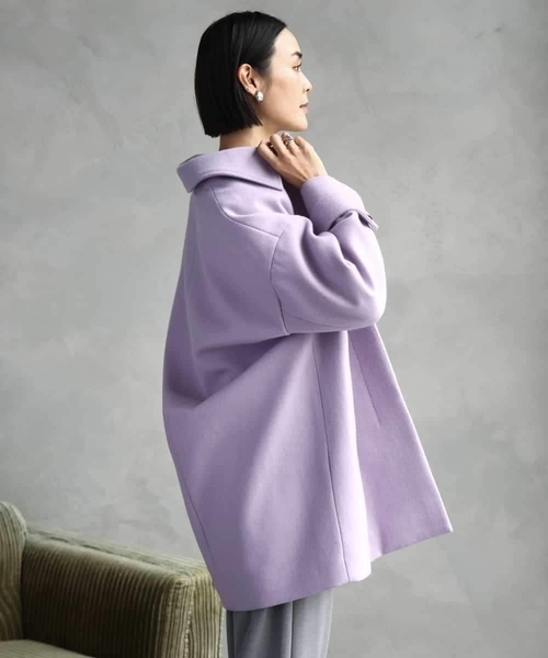 MICHEL KLEIN（ミッシェル・クラン）の「Super100ウールステンカラーコート（ステンカラーコート・レディース・ラベンダー/カーキ/アイボリー/ブラック・38）」の4枚目の写真
