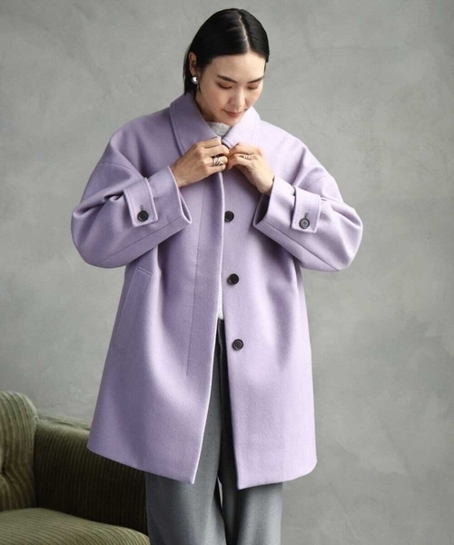 MICHEL KLEIN（ミッシェル・クラン）の「Super100ウールステンカラーコート（ステンカラーコート・レディース・ラベンダー/カーキ/アイボリー/ブラック・38）」の5枚目の写真