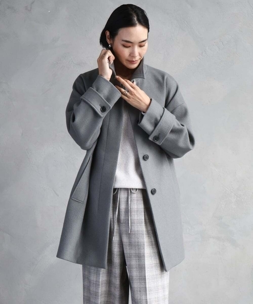 MICHEL KLEIN（ミッシェル・クラン）の「Super100ウールステンカラーコート（ステンカラーコート・レディース・ラベンダー/カーキ/アイボリー/ブラック・38）」の6枚目の写真