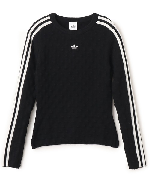 adidas(アディダス)の「adidas SLIM SOLID SPIKE KNIT SWEATSHIRT / アディダス スリム ソリッド スパイク ニット スウェットシャツ(ニット/セーター・レディース・ブラック・S/M/L)」の1枚目の写真