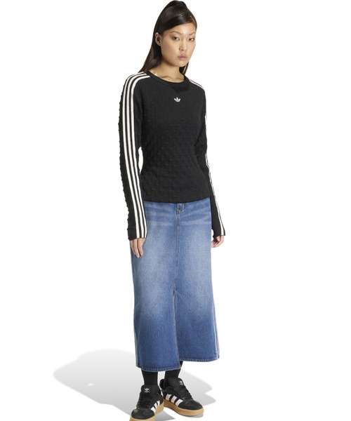 adidas(アディダス)の「adidas SLIM SOLID SPIKE KNIT SWEATSHIRT / アディダス スリム ソリッド スパイク ニット スウェットシャツ(ニット/セーター・レディース・ブラック・S/M/L)」の10枚目の写真