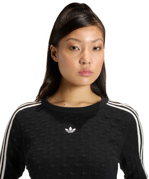 adidas(アディダス)の「adidas SLIM SOLID SPIKE KNIT SWEATSHIRT / アディダス スリム ソリッド スパイク ニット スウェットシャツ(ニット/セーター・レディース・ブラック・S/M/L)」の3枚目の写真