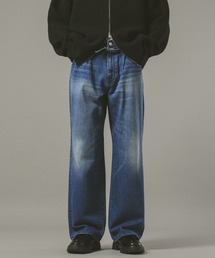 RAGEBLUE（レイジブルー）の「紐ベルト付き/ワイドストレートデニムパンツ（デニムパンツ）」