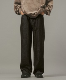 RAGEBLUE（レイジブルー）の「紐ベルト付き/ワイドストレートデニムパンツ（デニムパンツ）」