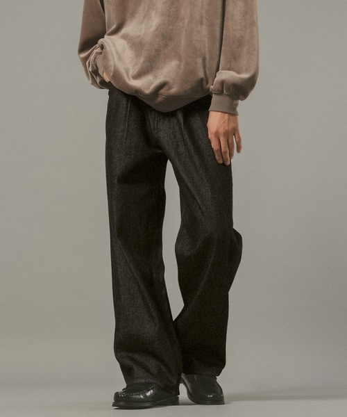 RAGEBLUE（レイジブルー）の「紐ベルト付き/ワイドストレートデニムパンツ（デニムパンツ・メンズ・ブラック/ブルー/ネイビー・SMALL/MEDIUM/LARGE）」の7枚目の写真