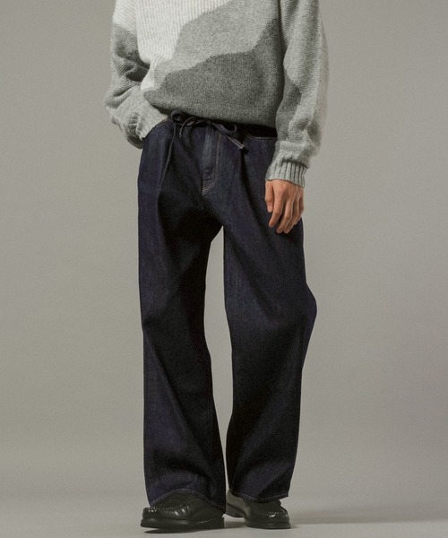 RAGEBLUE（レイジブルー）の「紐ベルト付き/ワイドストレートデニムパンツ（デニムパンツ・メンズ・ブラック/ブルー/ネイビー・SMALL/MEDIUM/LARGE）」の16枚目の写真