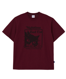 NOTHINGISBETTERTHANME（ナッシングイズベターザンミー）の「BAD CAT TEE_burgundy（Tシャツ/カットソー）」