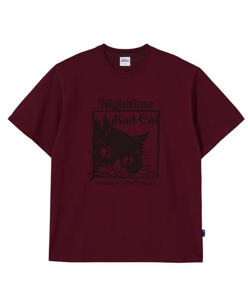 NOTHINGISBETTERTHANME(ナッシングイズベターザンミー)の「BAD CAT TEE_burgundy(Tシャツ/カットソー・レディース・その他・LARGE/MEDIUM)」の1枚目の写真