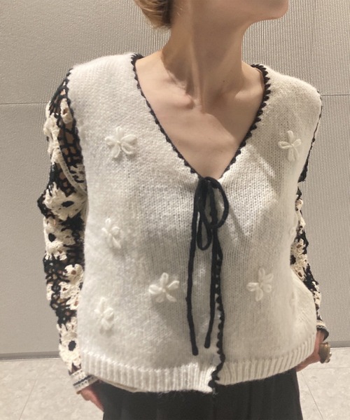 【超希少】トリココムデギャルソン フラワーチュールパッチワークニットベスト 超希少】トリココムデギャルソン フラワーチュールパッチワークニット