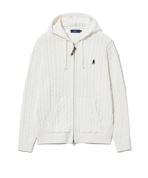 YALE(イェール)の「ケーブルニットフードジップアップ_アイボリー(ニット/セーター・レディース・その他・MEDIUM/LARGE/X-LARGE/SMALL)」の2枚目の写真
