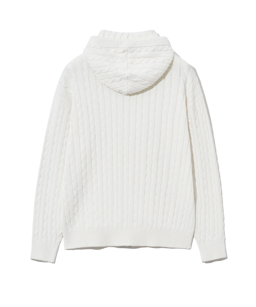 YALE(イェール)の「ケーブルニットフードジップアップ_アイボリー(ニット/セーター・レディース・その他・MEDIUM/LARGE/X-LARGE/SMALL)」の3枚目の写真