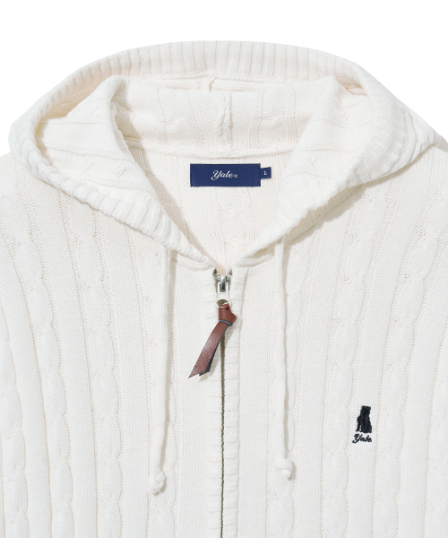 YALE(イェール)の「ケーブルニットフードジップアップ_アイボリー(ニット/セーター・レディース・その他・MEDIUM/LARGE/X-LARGE/SMALL)」の4枚目の写真