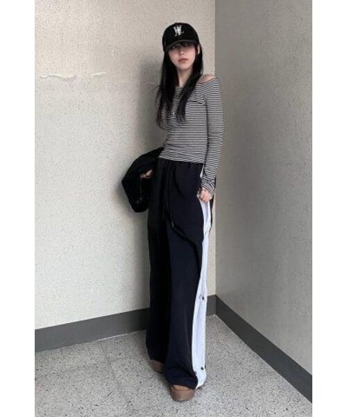 SEARCH410(サーチ410)の「ナイロンワッシャースナップワイドパンツブラック(スウェットパンツ・メンズ・その他・LARGE/MEDIUM)」の8枚目の写真