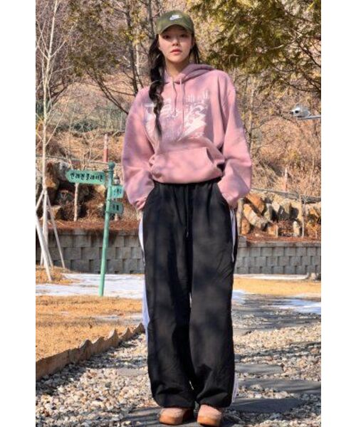 SEARCH410(サーチ410)の「ナイロンワッシャースナップワイドパンツブラック(スウェットパンツ・メンズ・その他・LARGE/MEDIUM)」の9枚目の写真