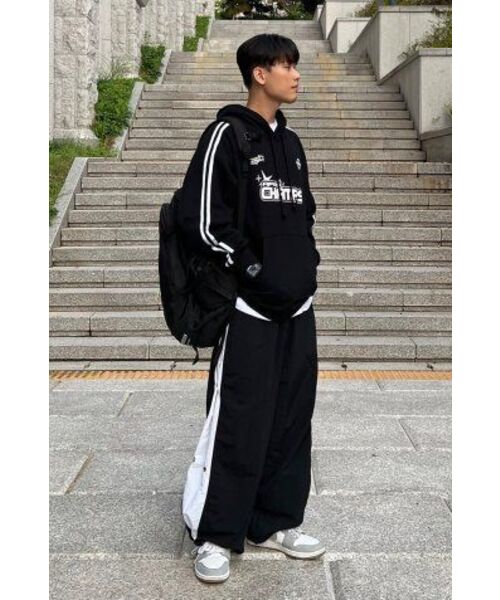 SEARCH410(サーチ410)の「ナイロンワッシャースナップワイドパンツブラック(スウェットパンツ・メンズ・その他・LARGE/MEDIUM)」の16枚目の写真