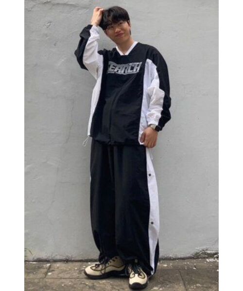 SEARCH410(サーチ410)の「ナイロンワッシャースナップワイドパンツブラック(スウェットパンツ・メンズ・その他・LARGE/MEDIUM)」の19枚目の写真