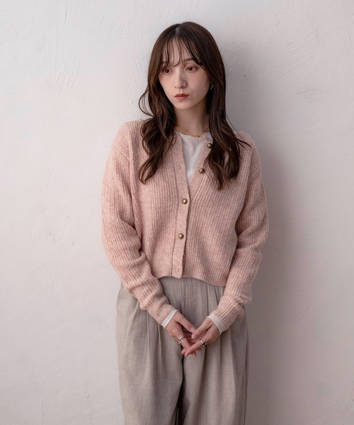 NOAHL(ノアル)の「【NOAHL】ラウンドネックニットカーディガン(カーディガン/ボレロ・レディース・ピンク系/ダークブラウン・FREE)」の10枚目の写真