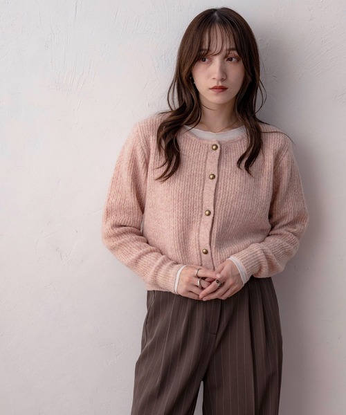 NOAHL(ノアル)の「【NOAHL】ラウンドネックニットカーディガン(カーディガン/ボレロ・レディース・ピンク系/ダークブラウン・FREE)」の18枚目の写真