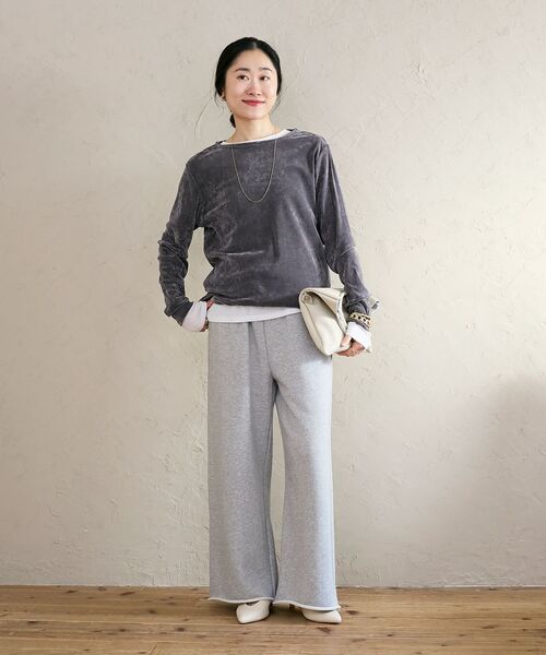 le.coeur blanc(ルクールブラン)の「スウェットイージーワイドパンツ(スウェットパンツ・レディース・ライトグレー/アイボリー・38)」の14枚目の写真