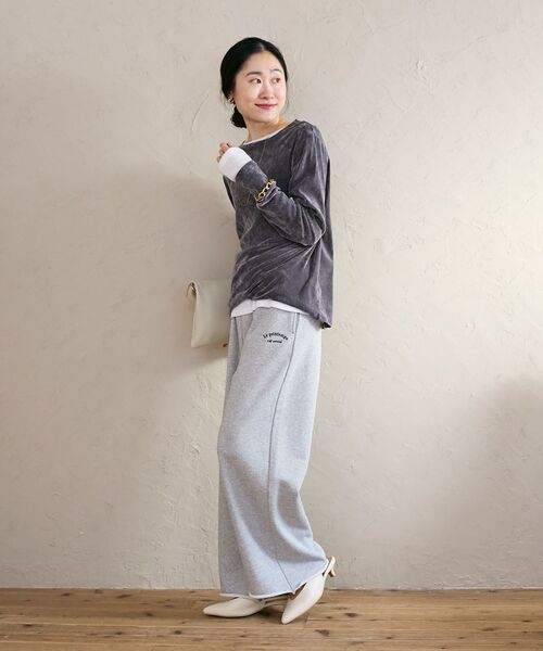 le.coeur blanc(ルクールブラン)の「スウェットイージーワイドパンツ(スウェットパンツ・レディース・ライトグレー/アイボリー・38)」の15枚目の写真