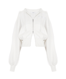 PAR JANE（パージェイン）の「リボンロゴフードジップアップ - ホワイト（パーカー）」