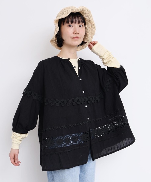 l'atelier du savon(アトリエドサボン)の「つぎはぎレース パッチワークブラウス(シャツ/ブラウス・レディース・ブラック/ホワイト・FREE)」の20枚目の写真