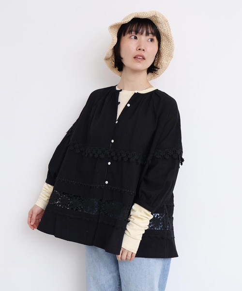 l'atelier du savon(アトリエドサボン)の「つぎはぎレース パッチワークブラウス(シャツ/ブラウス・レディース・ブラック/ホワイト・FREE)」の22枚目の写真