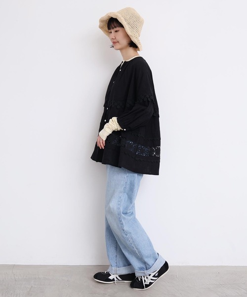 l'atelier du savon(アトリエドサボン)の「つぎはぎレース パッチワークブラウス(シャツ/ブラウス・レディース・ブラック/ホワイト・FREE)」の7枚目の写真