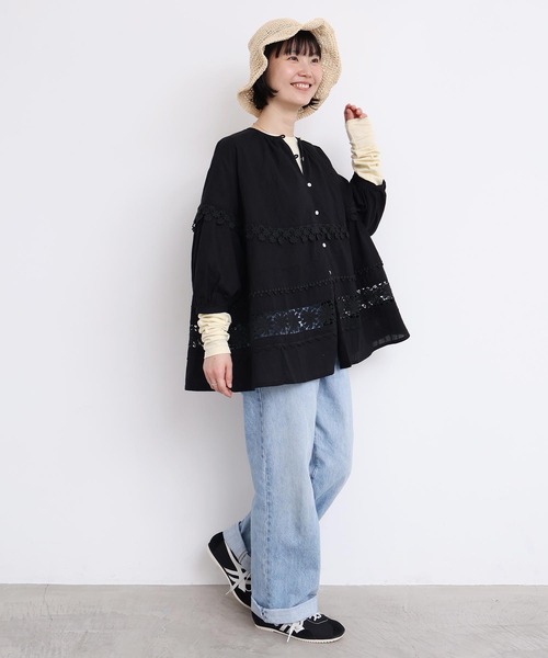 l'atelier du savon(アトリエドサボン)の「つぎはぎレース パッチワークブラウス(シャツ/ブラウス・レディース・ブラック/ホワイト・FREE)」の9枚目の写真