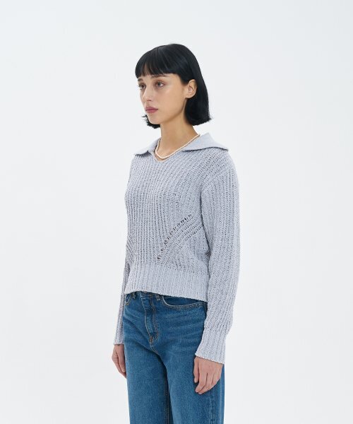 BLOND9(ブロンドナイン)の「ボリュームオープンカラー boucleニット_グレー(ニット/セーター・レディース・その他・MEDIUM/SMALL)」の5枚目の写真
