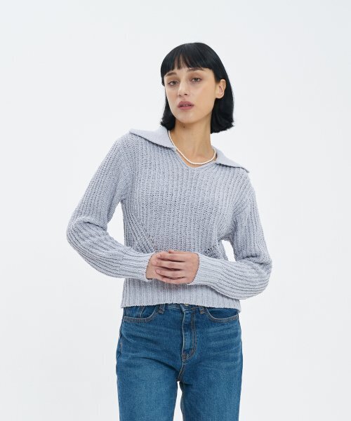 BLOND9(ブロンドナイン)の「ボリュームオープンカラー boucleニット_グレー(ニット/セーター・レディース・その他・MEDIUM/SMALL)」の7枚目の写真