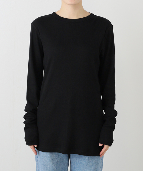 JOURNAL STANDARD LUXE(ジャーナルスタンダード ラックス)の「テレコ クルーネックプルオーバー(Tシャツ/カットソー・レディース・ホワイト/ブラック・FREE)」の1枚目の写真