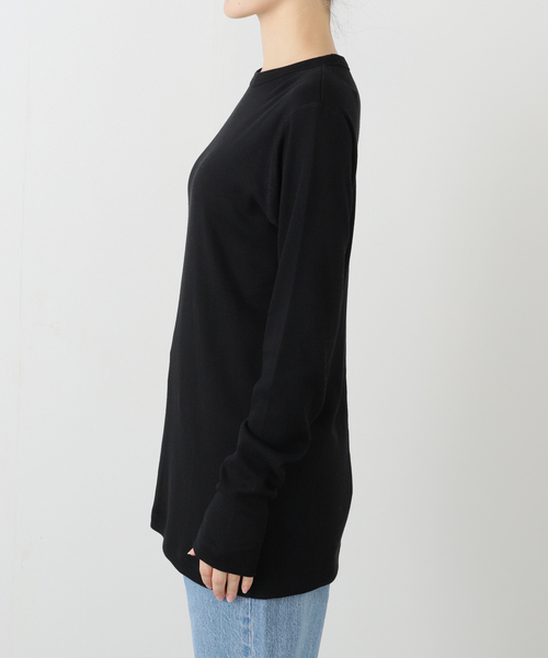 JOURNAL STANDARD LUXE(ジャーナルスタンダード ラックス)の「テレコ クルーネックプルオーバー(Tシャツ/カットソー・レディース・ホワイト/ブラック・FREE)」の3枚目の写真