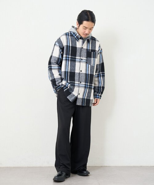 Kastane（カスタネ）の「【一部店舗限定/ユニセックス】BM チェック中綿シャツジャケット（その他アウター・レディース・オレンジ/ブラック・FREE）」の4枚目の写真