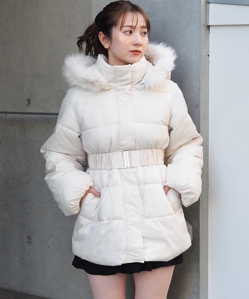 tiptop（ティップトップ）の「ベルト付きフードファーミドルコート