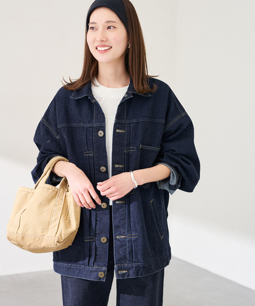 FRAMeWORK（フレームワーク）の「≪追加≫エクストララージデニムジャケット（デニムジャケット・レディース・グレー/ネイビー・FREE）」の4枚目の写真