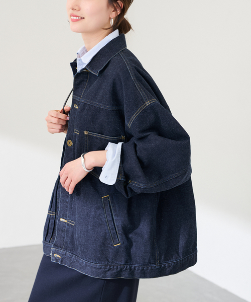 FRAMeWORK（フレームワーク）の「≪追加≫エクストララージデニムジャケット（デニムジャケット・レディース・グレー/ネイビー・FREE）」の9枚目の写真