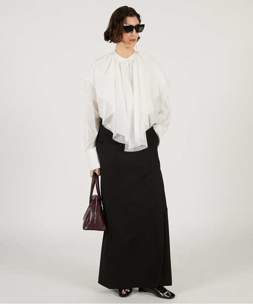 PRANK PROJECT（プランクプロジェクト）の「ボリュームラッフル2WAYトップ / Volume Ruffled 2WAY Top（シャツ/ブラウス・レディース・ブラック/ホワイト・FREE）」の3枚目の写真