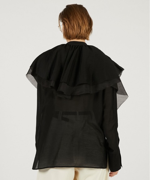 PRANK PROJECT（プランクプロジェクト）の「ボリュームラッフル2WAYトップ / Volume Ruffled 2WAY Top（シャツ/ブラウス・レディース・ブラック/ホワイト・FREE）」の13枚目の写真