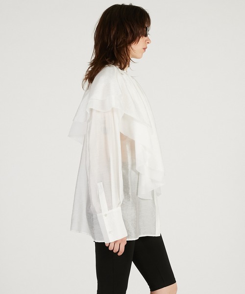 PRANK PROJECT（プランクプロジェクト）の「ボリュームラッフル2WAYトップ / Volume Ruffled 2WAY Top（シャツ/ブラウス・レディース・ブラック/ホワイト・FREE）」の10枚目の写真