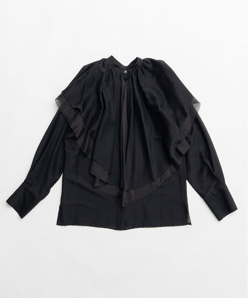 PRANK PROJECT（プランクプロジェクト）の「ボリュームラッフル2WAYトップ / Volume Ruffled 2WAY Top（シャツ/ブラウス・レディース・ブラック/ホワイト・FREE）」の15枚目の写真