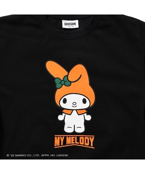 sanrio（サンリオ）の「サンリオキャラクターズ × ホームゲーム [HOMEGAME] - マイメロディー 半袖 Tシャツ [MY MELODY HG COLOR TEE BLACK HG2501105]（Tシャツ/カットソー・レディース・ブラック・LARGE/MEDIUM/SMALL/X-LARGE）」の2枚目の写真
