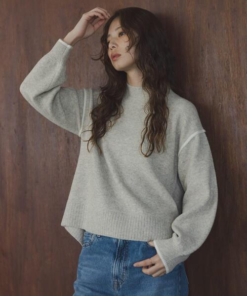 URBAN RESEARCH Sonny Label（アーバンリサーチサニーレーベル）の「バックラウンドカラーシームニットプルオーバー（ニット/セーター・レディース・ピンク/チャコールグレー/オートミール/イエロー・FREE）」の5枚目の写真