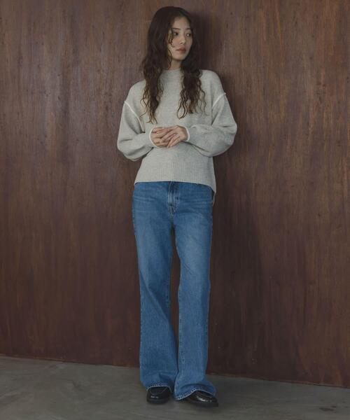 URBAN RESEARCH Sonny Label（アーバンリサーチサニーレーベル）の「バックラウンドカラーシームニットプルオーバー（ニット/セーター・レディース・ピンク/チャコールグレー/オートミール/イエロー・FREE）」の9枚目の写真