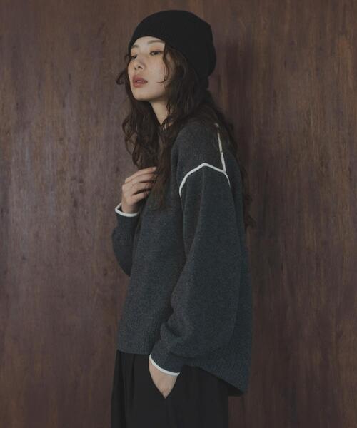 URBAN RESEARCH Sonny Label（アーバンリサーチサニーレーベル）の「バックラウンドカラーシームニットプルオーバー（ニット/セーター・レディース・ピンク/チャコールグレー/オートミール/イエロー・FREE）」の16枚目の写真