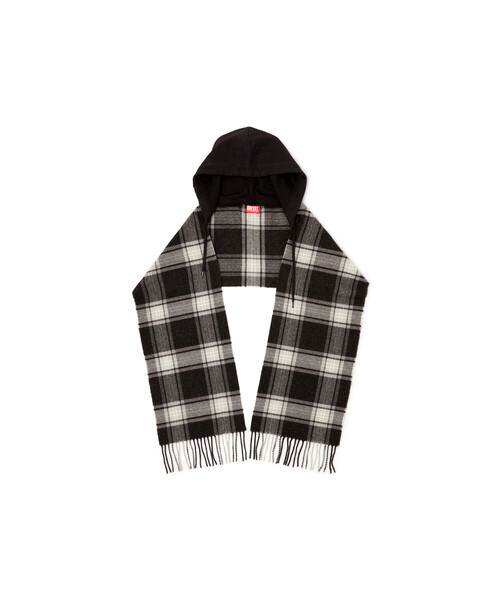 DIESEL(ディーゼル)の「メンズ フード付きストール/マフラー S-CARHOOD(ストール/ショール・メンズ・ブラック・UNI)」の1枚目の写真