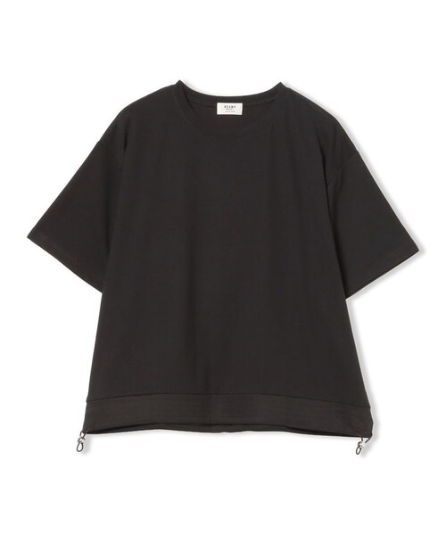 BEAMS HEART(ビームスハート)の「異素材 ドロスト プルオーバー(Tシャツ/カットソー・レディース・ブルー系その他/ブラック/オフホワイト・FREE)」の1枚目の写真